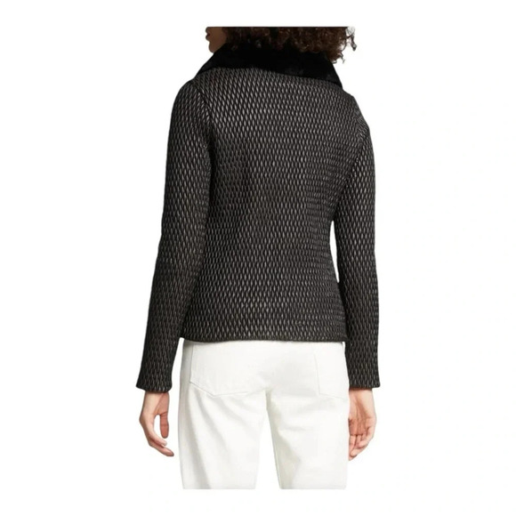 KELLI KOURI Quilted Vegan Leather Jacket w/ Fur Collar Medium - Picture 3 of 13